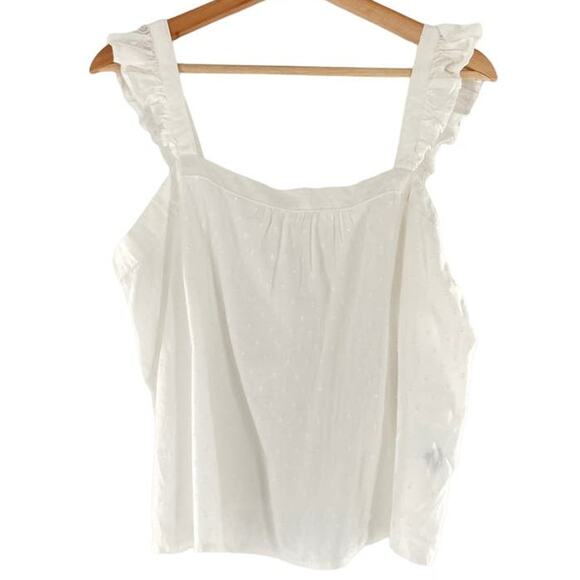 Abound Lightweight Swiss Dot Ruffle Strap Top Size XL/Extra Large in White NWT - Picture 1 of 6